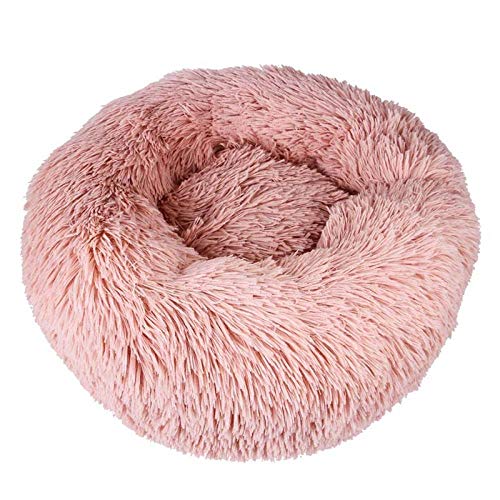 Rundes, Flauschiges, warmes Haustierbett für den Winter, kleine Hundehütte, Katzenruhe, Sofa, Cattery, Welpenmatratze, S/M/L – Pink_L (60 x 60 x 17 cm) Learned extensively von SJHDHDA