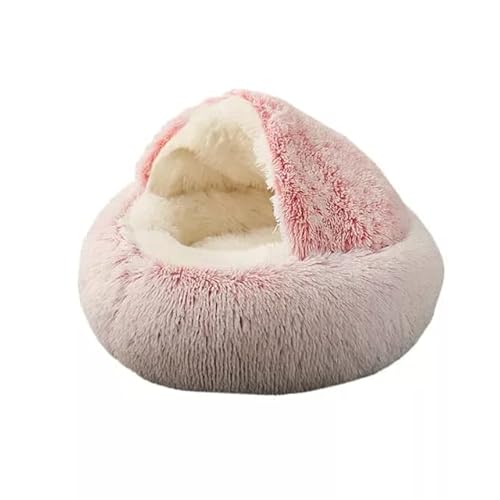 SJHDHDA Flauschiges, wärmendes Katzenhöhlenbett, beruhigendes Hundebett, halbgeschlossenes Haus, angstlösendes Donut-Kuschelbett für Hunde, maschinenwaschbar, rundes Haustierbett Learned extensively von SJHDHDA