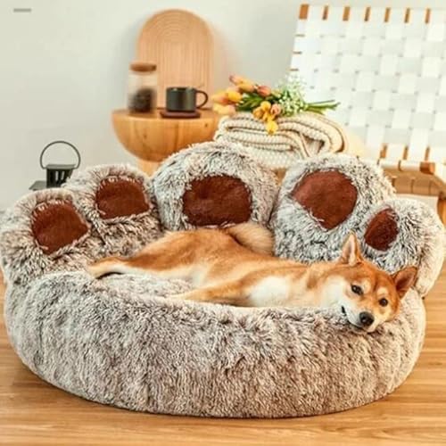 SJHDHDA Flauschiges, weiches Haustierbett mit 5 Fingern, Plüsch, volle Größe, waschbar, ruhiges Bett, Donut-Bett, bequem, schlafend, Hundebett, Haustier-Katzenhaus, ausgiebig gelernt von SJHDHDA