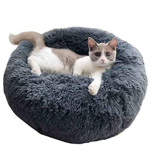 SJHDHDA Rundes Plüsch-Hundeschläfer-Nest-Sofa, Bett für kleine Hunde, Katzenstreu-Matratze, warmes Welpenkissen, Zwinger, lustige Geschenke, dunkelgrau, 50 cm Learned extensively von SJHDHDA