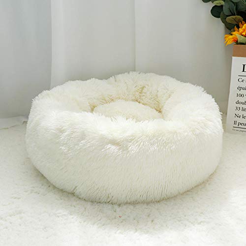 SJHDHDA Warmes Fleece-Hundekatzenbett, runde Hundehütte, Haustier-Katzenhaus, Lange Plüschhunde, Schlafsofa, Welpen-Katzenbett, Mattenkissen, Weiß_80 cm Learned extensively von SJHDHDA