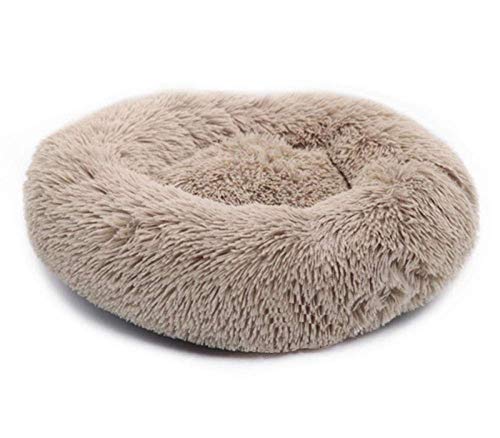 SJHDHDA Warmes rundes Hundebett, 7 Größen, rundes Haustier-Liegekissen für kleine, mittelgroße und große Hunde und Katzen, Winter-Hundehütte, Welpenmatte, Haustierbett-Khaki_40 cm_Durchmesser Learned von SJHDHDA