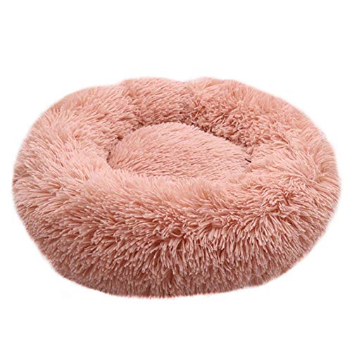 Warmes rundes Hundebett, 7 Größen, rundes Haustier-Liegekissen für kleine, mittelgroße und große Hunde und Katzen, Winter-Hundehütte, Welpenmatte, Haustierbett, Rosa und Rosa, 40 cm Durchmesser von SJHDHDA