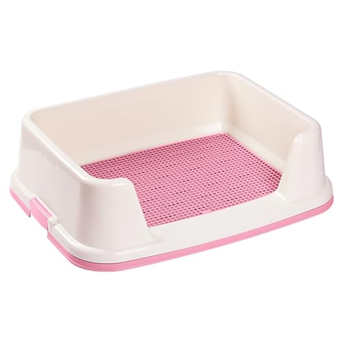 Abnehmbare Hundetoilette Mit Einfassung Rutschfester Boden Leicht Zu Reinigen Kleines Und Mittelgroßes Hundetöpfchen Spot-Toilette Dreistufiges Geteiltes Design Welpentrainingswanne(Pink,65x50.5x18.5c von SJJALAKAJA