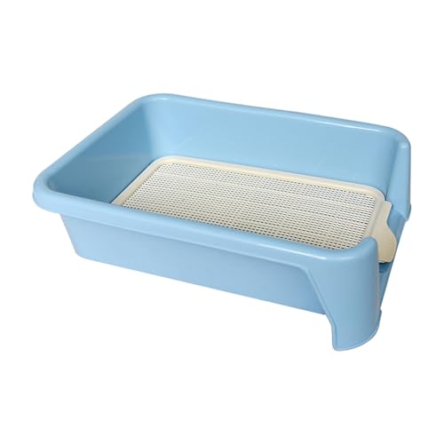 Dreiseitiger Zaun Hundetoilette Haustiertöpfchen PP-Harz-Material Druckschnallen-Installation Abnehmbarer Boden Leicht Zu Reinigen Tragbare Hundetoilette Hund Urin Poo(Blue,42x42x15cm) von SJJALAKAJA