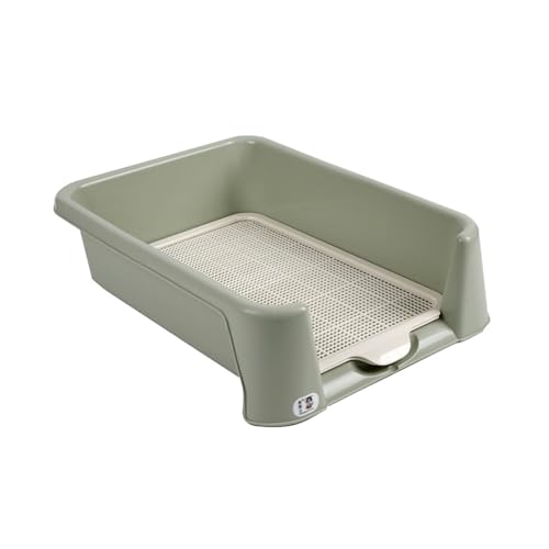 Dreiseitiger Zaun Hundetoilette Haustiertöpfchen PP-Harz-Material Druckschnallen-Installation Abnehmbarer Boden Leicht Zu Reinigen Tragbare Hundetoilette Hund Urin Poo(Green,42x42x15cm) von SJJALAKAJA