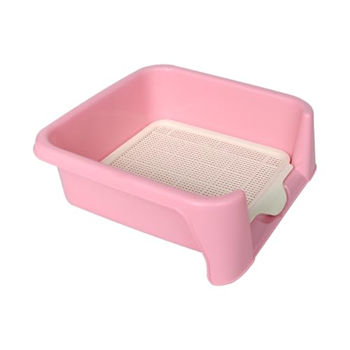 Dreiseitiger Zaun Hundetoilette Haustiertöpfchen PP-Harz-Material Druckschnallen-Installation Abnehmbarer Boden Leicht Zu Reinigen Tragbare Hundetoilette Hund Urin Poo(Pink,42x42x15cm) von SJJALAKAJA