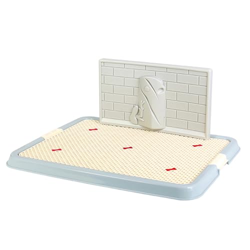 Hundetoilette Mit Wandplatte Tragbare Haustiertoilette Abnehmbares Hundetöpfchen Rutschfester Und Fester Boden Leicht Zu Reinigen Tiefer Urinspeicher Spot-Toilette(Blue,50x38cm/19.7x14.9) von SJJALAKAJA