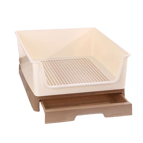 Pet Drawer Hundetoilette Drei Seiten Zaun Design Hundetraining Tablett PP-Kunststoff-Material Großen Raum Offen Abnehmbar Design Leicht Zu Reinigen Geeignet Für Kleine Und Mittlere Hund(Brown) von SJJALAKAJA