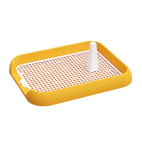 SJJALAKAJA Portable Pet Hundetoilette Flaches Hundetrainingstöpfchen Abnehmbare Ausführung Führungspfosten Für Spot-Toiletten Leicht Zu Reinigen Für Kleine Hunde Drinnen Und Draußen Geeignet(Yellow) von SJJALAKAJA