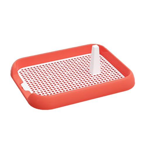 SJJALAKAJA Portable Pet Hundetoilette Flaches Hundetrainingstöpfchen Abnehmbare Ausführung Führungspfosten Für Spot-Toiletten Leicht Zu Reinigen Für Kleine Hunde Drinnen Und Draußen Geeignet(Red) von SJJALAKAJA