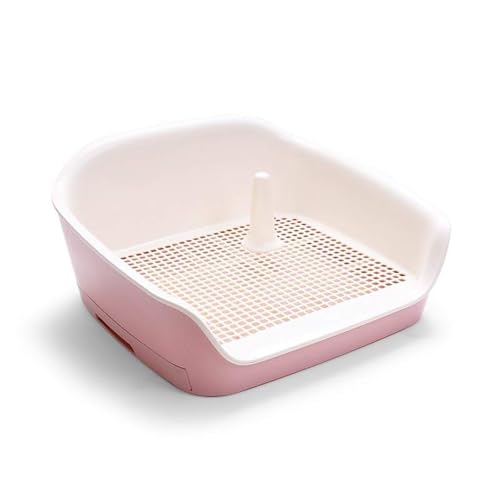 SJJALAKAJA Schublade Hundetoilette 3 Seiten Erhöhtes Gehäuse Abnehmbares Design PP-Harz-Material Tragbares Hundetöpfchen Großraumurinal Hundetrainingswanne Leicht Zu Reinigen(Pink,55x47x25cm) von SJJALAKAJA