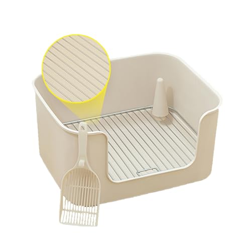 SJJALAKAJA Tragbare Hundetoilette Kleine Und Mittlere Hundetoilette 3 Seiten Höheres Zaundesign Geteiltes Design Hundetrainingstablett Rutschfester Boden(Brown) von SJJALAKAJA