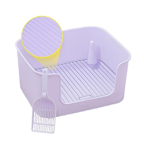 SJJALAKAJA Tragbare Hundetoilette Kleine Und Mittlere Hundetoilette 3 Seiten Höheres Zaundesign Geteiltes Design Hundetrainingstablett Rutschfester Boden(Purple) von SJJALAKAJA