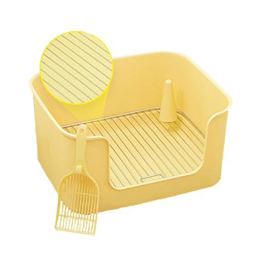 SJJALAKAJA Tragbare Hundetoilette Kleine Und Mittlere Hundetoilette 3 Seiten Höheres Zaundesign Geteiltes Design Hundetrainingstablett Rutschfester Boden(Yellow) von SJJALAKAJA