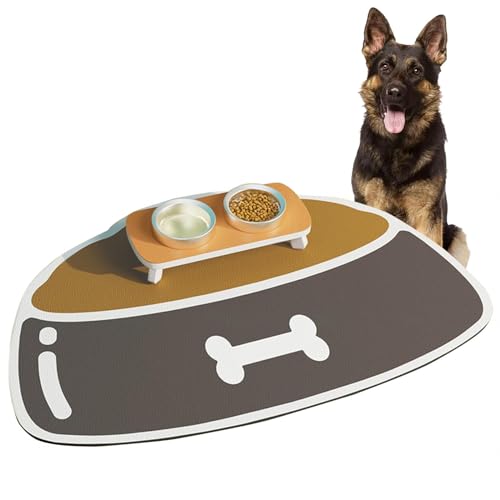 Haustiermatten für Futter und Wasser, mit wasserdichter Gummi-Rückseite, keine Flecken, schnell trocknende Hunde-Platzsets für Futter und Wasser, für Hund und Katze, Braun, 50 x 80 cm von SJWJWOO