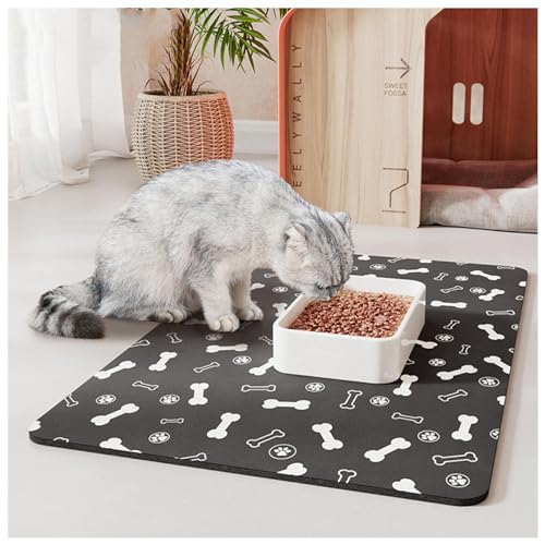 Hunde-Tischset, mit wasserdichter Gummi-Rückseite, keine Flecken, schnell trocknende Matte für Hundenäpfe für Hund und Katze, B-50 x 80 cm von SJWJWOO