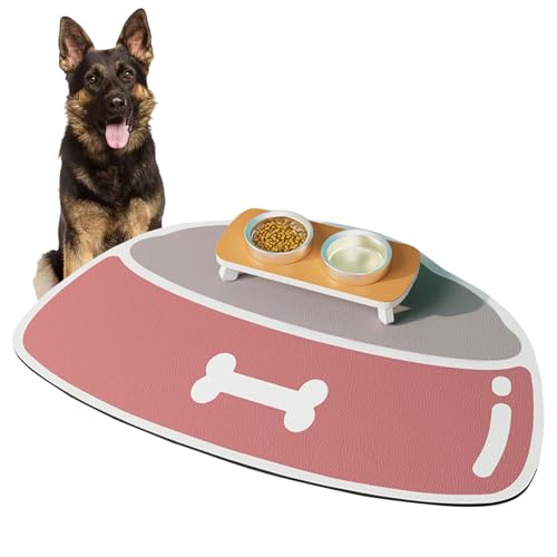 Hunde-Tischsets für Futter und Wasser, für Futter und Wasser, schnell trocknend, Gummi, leicht zu reinigen und keine Flecken, Katzenmatten für Futter und Wasser für Hund und Katze, Rosa, 40 x 60 cm von SJWJWOO