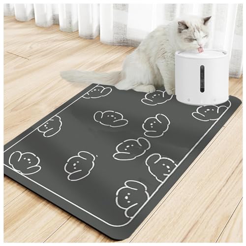 Hundefuttermatten für Böden, wasserdicht, mit wasserdichter Gummi-Rückseite, keine Flecken, schnell trocknende Matte für unter Hundenäpfen für Hund und Katze, C-40 x 60 cm von SJWJWOO