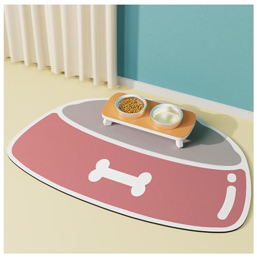 Hundematte für Futter und Wasser, für Futter und Wasser, schnell trocknend, Gummi, leicht zu reinigen und keine Flecken, Haustier-Tischset für unordentliche Trinker, Rosa, 50 x 80 cm von SJWJWOO