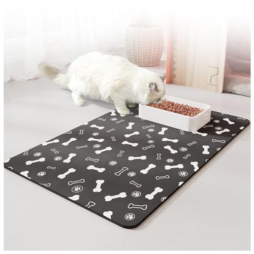 Hundenapf-Matte, saugfähig, mit wasserdichter Gummi-Rückseite, keine Flecken, schnell trocknend, wasserdicht, Hundefuttermatte für Hund und Katze, B-40 x 60 cm von SJWJWOO