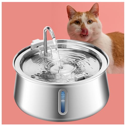 Katzen Trinkbrunnen Edelstahl 4L Leiser Katzenbrunnen,Wasserstand-Fenster, Multi-Filtrations, Katzenbrunnen Für Katzen Zu Reinigen, VerfüGbar Für Hunde und Katzen von SJWJWOO