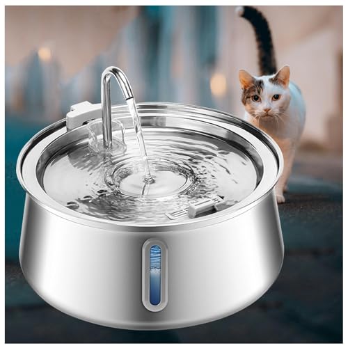 Katzen Trinkbrunnen Edelstahl 4L Leiser Katzenbrunnen,Wasserstand-Fenster, Multi-Filtrations, Katzenwasserbrunen Zu Reinigen, VerfüGbar Für Hunde und Katzen von SJWJWOO