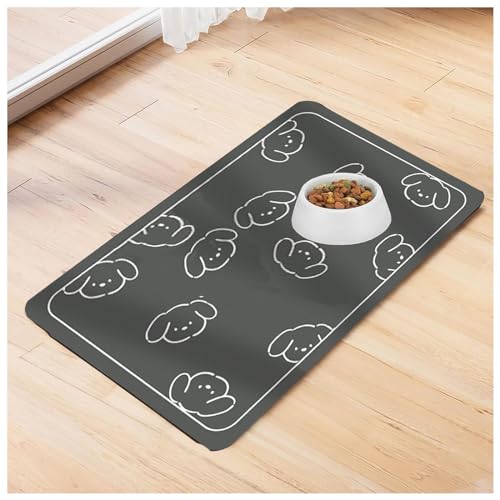 Matte für Katzenfutter und Wassernäpfe, für Futter und Wasser, schnell trocknend, Gummi, leicht zu reinigen und keine Flecken, große Hundefuttermatte für Hund und Katze, C-40 x 60 cm von SJWJWOO