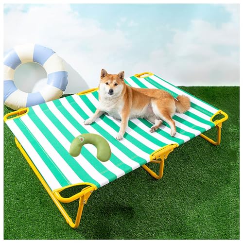 Outdoor Hundebett mit Kissen für Hunde,Zusammenklappbar Atmungsaktivem,robuster Metallrahmen Outdoor Hundebett für Outdoor für Camping Strand,green-M88*61 * 22cm(34 * 24 * 8in) von SJWJWOO