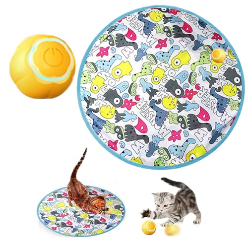 SJWJWOO 2 in 1 Simuliertes Interaktives Jagdkatzenspielzeug Ball Rollt Schnell Im Beutel Katzenspieldecke, Smarty Ball,D von SJWJWOO