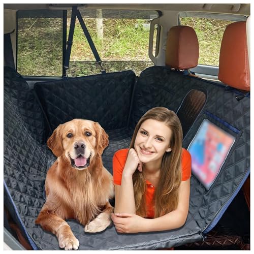 SJWJWOO Auto Hundedecke Rücksitz, 137 * 63cm, rutschfest, Wasserdicht, Kratzfest Rücksitzverbreiterung für Auto, SUV, LKW,Black von SJWJWOO