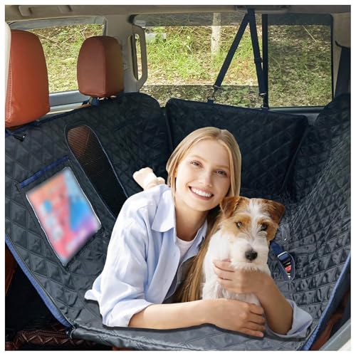 SJWJWOO Autoschondecke Hund Rücksitz, 137 * 63cm, rutschfest, Wasserdicht, Kratzfest Hunde Autositz für Auto, SUV, LKW,Black von SJWJWOO