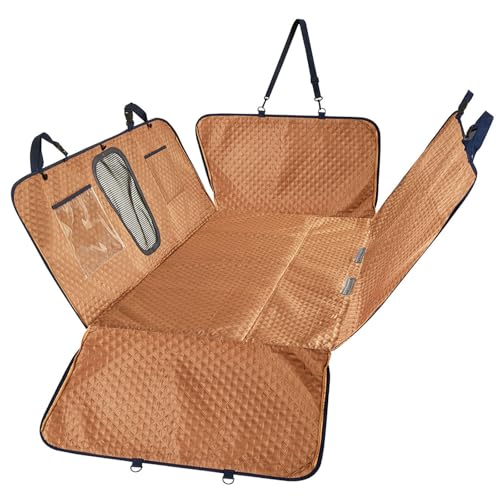 SJWJWOO Autoschondecke Hund Rücksitz, mit Harter Unterseite, Seitenschutz und Sichtfenster Dog Car Seat Cover Leicht Zu Reinigen für Auto,Brown von SJWJWOO