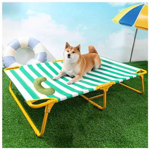 SJWJWOO Camping-Hundebett mit Kissen, keine Montage erforderlich, kaufest, atmungsaktiv, kühlende Hunde-Hängematte für Katzen, Hunde, Camping oder Strand, Grün, L 106 x 61 x 22 cm von SJWJWOO