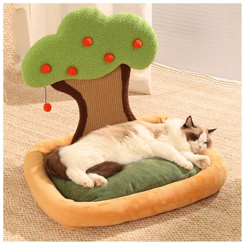 SJWJWOO Cat Scratcher mit Kratzbrett und Spielball, Katzenkratzbaum für Katzen oder kleine Hunde, Katzenkorb,C(64×52×60CM) von SJWJWOO