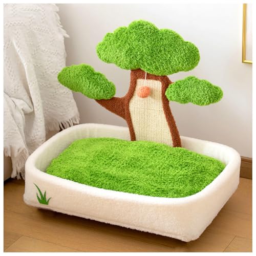 SJWJWOO Cat Scratcher mit Natursisalturm Kratzpfosten, Katzen Kratzbaum zum Schlafen,Spielen,Kratzen, Katzenbett,B2(60×63×43CM) von SJWJWOO