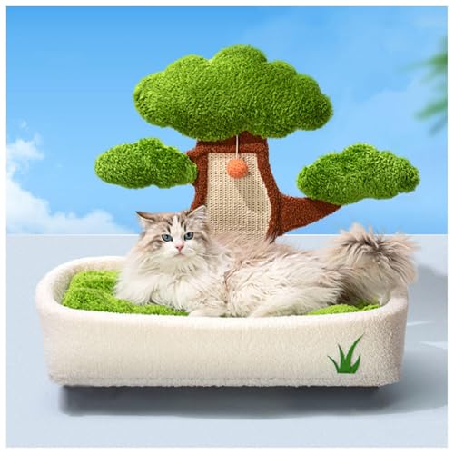 SJWJWOO Cat Scratcher mit Natursisalturm Kratzpfosten, Katzenbett Flauschig zum Schlafen,Spielen,Kratzen, Katzen Kissen,B2(60×63×43CM) von SJWJWOO