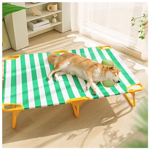 SJWJWOO Erhöhtes Hundebett mit Kissen, kein Zusammenbau erforderlich, kaufest, atmungsaktiv, kühlendes Hunde-Hochbett für Katzen, Hunde, Camping oder Strand, Grün, XL 119 x 80 x 23 cm von SJWJWOO