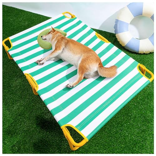 SJWJWOO Erhöhtes Hundebett mit Kissen, kein Zusammenbau erforderlich, kaufest, atmungsaktiv, kühlendes Hundebett für Katzen, Hunde, Camping oder Strand, Grün, XL 119 x 80 x 23 cm von SJWJWOO