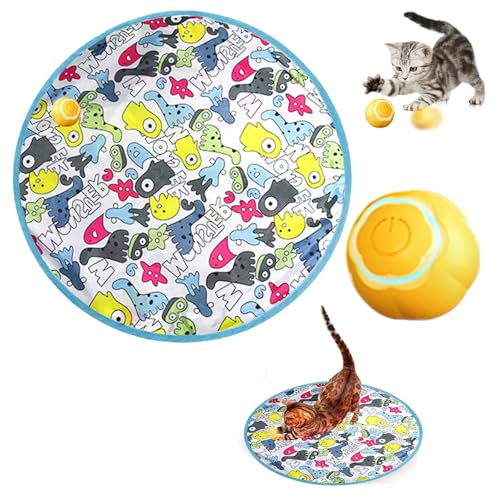 SJWJWOO Hide and Seek Katzenspielzeugball, schnell rollend in Tasche, Katzenspielzeug, Ball, wiederaufladbares Katzenjagdspielzeug für Indoor-Katzen, D von SJWJWOO