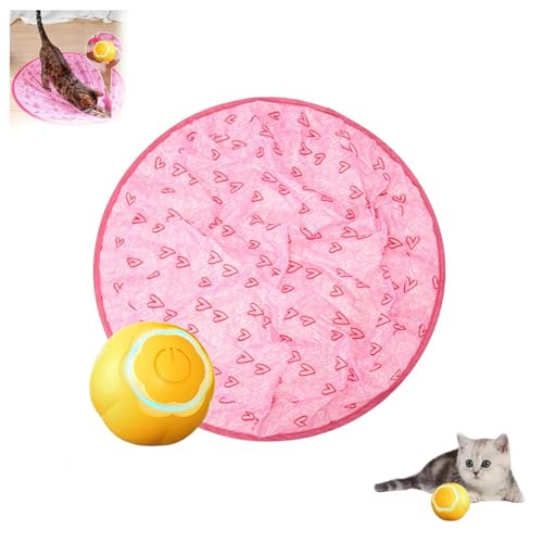 SJWJWOO Hide and Seek Katzenspielzeugball, schnelles Rollen in Tasche, Katzenjagdspielzeug, wiederaufladbares Katzenjagdspielzeug für Indoor-Katzen, A von SJWJWOO