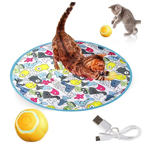 SJWJWOO Hide and Seek Katzenspielzeugball, schnelles Rollen in Tasche, Katzenjagdspielzeug für Indoor-Katzen, wiederaufladbares Katzenjagdspielzeug für Indoor-Katzen, D von SJWJWOO