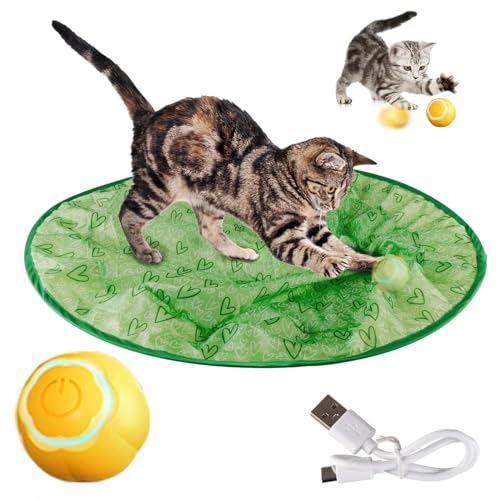 SJWJWOO Hide and Seek Katzenspielzeugball, schnelles Rollen in Tasche, Power Ball 2.0, wiederaufladbares Katzenjagdspielzeug für Indoor-Katzen, B von SJWJWOO