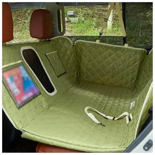 SJWJWOO Hund Rückbank Auto, mit Harter Unterseite, Seitenschutz und Sichtfenster Dog Car Seat Cover Leicht Zu Reinigen für Auto,Green von SJWJWOO