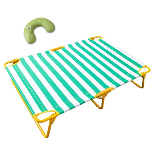 SJWJWOO Hunde-Outdoor-Bett mit Kissen, keine Montage erforderlich, kaufest, atmungsaktiv, kühlendes Hundebett für drinnen und draußen, tragbar, grün, L 106 x 61 x 22 cm von SJWJWOO