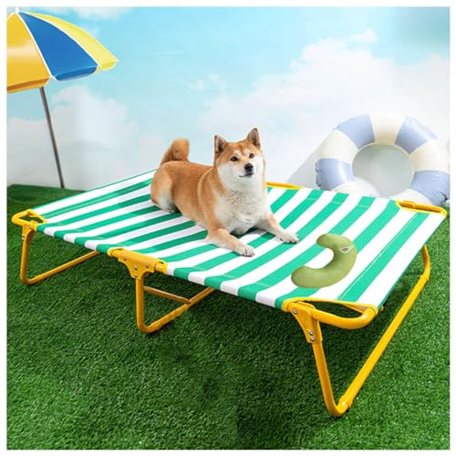 SJWJWOO Hundebett für draußen, mit Kissen, keine Montage erforderlich, kaufest, atmungsaktiv, kühlend, Outdoor-Hundebetten für Katzen, Hunde, Camping oder Strand, Grün, L 106 x 61 x 22 cm von SJWJWOO