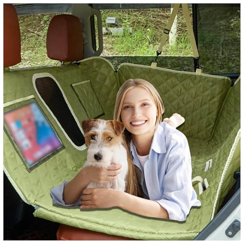 SJWJWOO Hundedecke Auto Rücksitz, 137 * 63cm, rutschfest, Wasserdicht, Kratzfest Auto Hund für Alle PKWs Auto SUV,Green von SJWJWOO