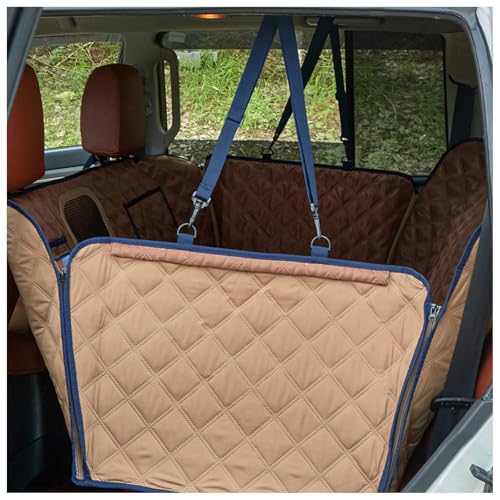 SJWJWOO Hundedecke Auto Rücksitz, 137 * 63cm, rutschfest, Wasserdicht, Kratzfest Hundeautodecken Rücksitz für Alle PKWs Auto SUV,Brown von SJWJWOO