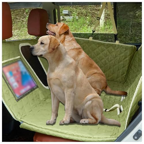 SJWJWOO Hundedecke Rücksitz Auto, 137 * 63cm, rutschfest, Wasserdicht, Kratzfest Hundetransportbox Auto Rückbank für Auto, SUV, LKW,Green von SJWJWOO