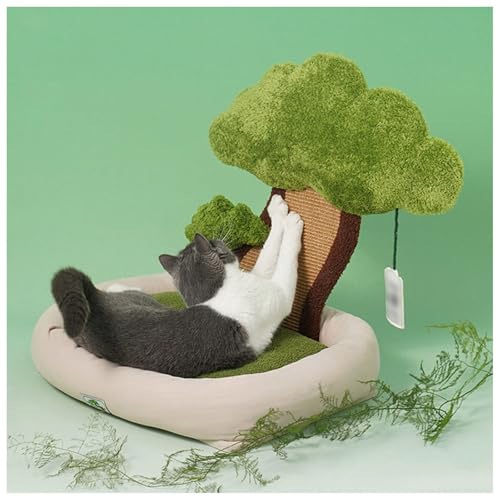 SJWJWOO Katzen Bettchen mit Natursisalturm Kratzpfosten, Katzen Kratzbaum für Katzen oder kleine Hunde, Kratzbaum Katze,A1(55×50×40CM) von SJWJWOO